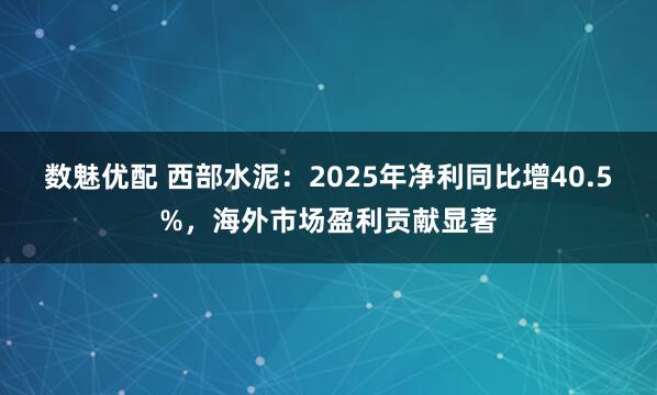 数魅优配 西部水泥：2025年净利同比增40.5%，海外市场盈利贡献显著