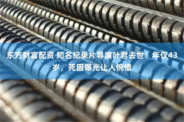 东方财富配资 知名纪录片导演叶君去世！年仅43岁，死因曝光让人惋惜