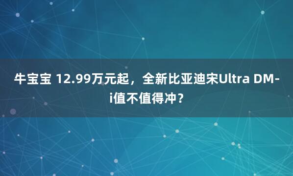 牛宝宝 12.99万元起，全新比亚迪宋Ultra DM-i值不值得冲？