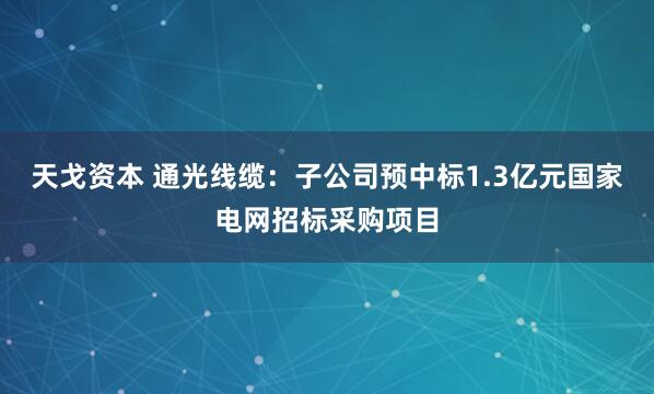 天戈资本 通光线缆：子公司预中标1.3亿元国家电网招标采购项目
